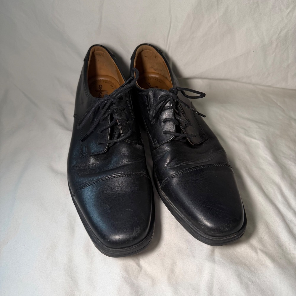 Clarks Collection Tilden Cap Mens Black Leather Oxford Derby Shoes Size 8.5 M